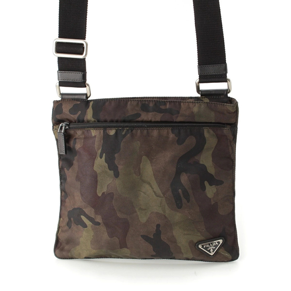 Prada Triangle Camouflage Shoulder Bag Green
